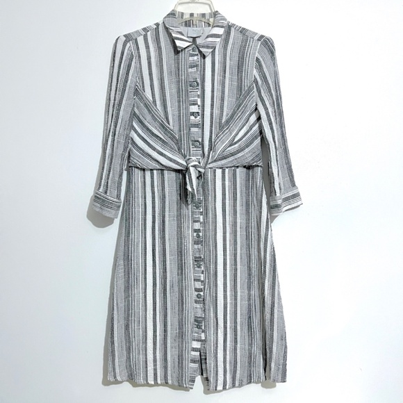 HD in Paris ANTHROPOLOGIE Tie-Waist Striped Shirt Dress - Picture 3 of 12